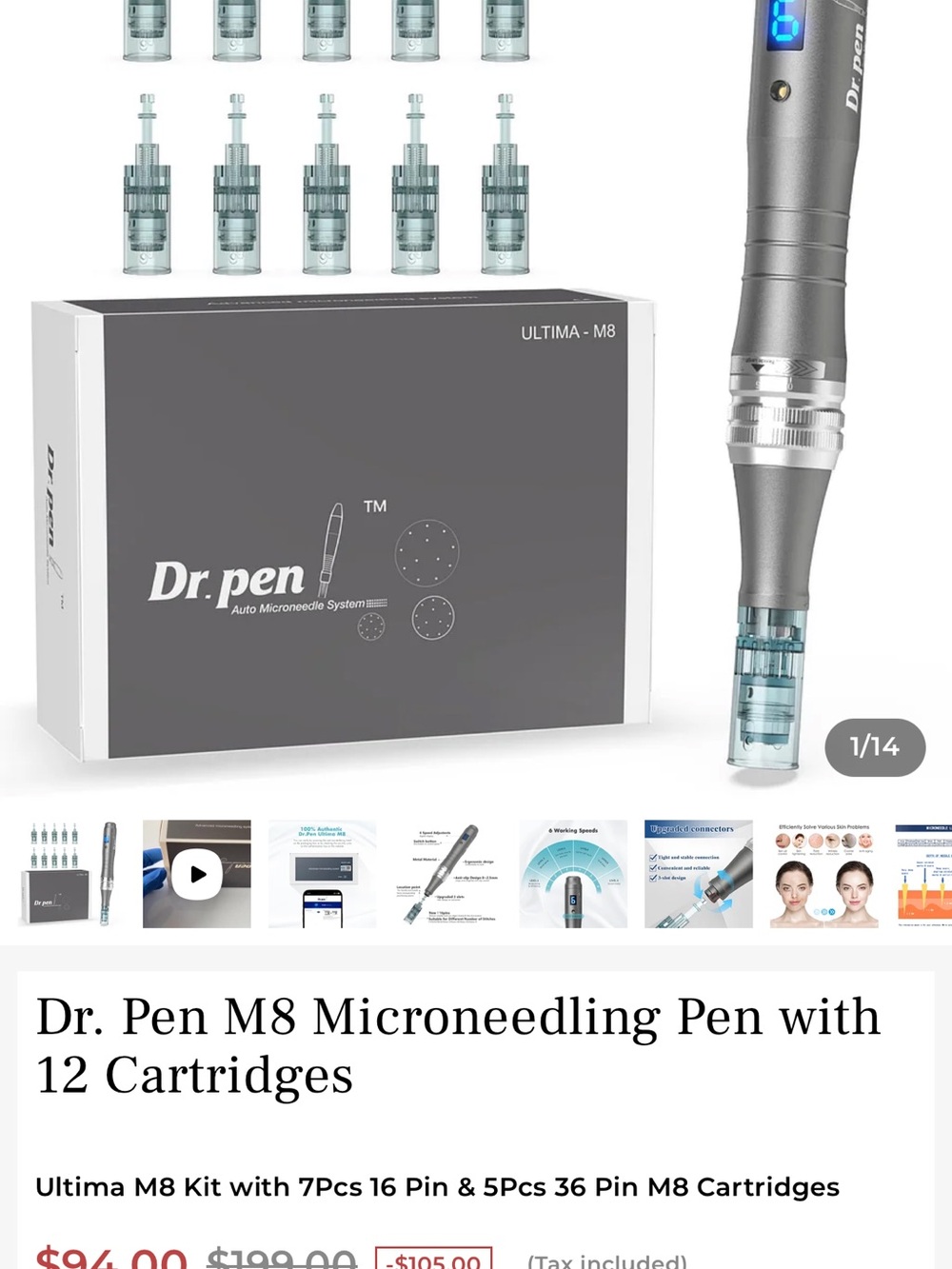 Brand new & not used Dr. Pen Ultima M8 Microneedling Pen with Cartridges